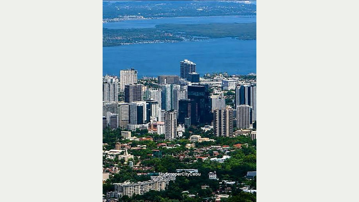 Cebu urban skyline with the Mactan Channel in the distance